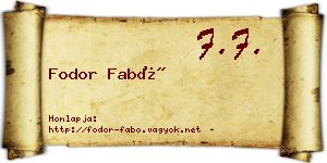 Fodor Fabó névjegykártya